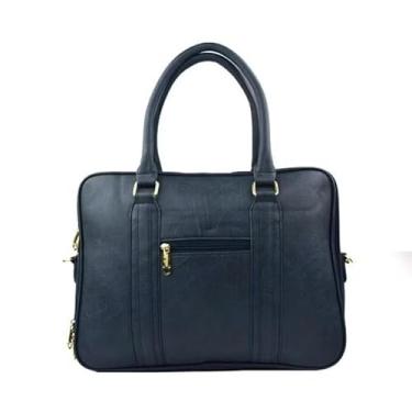 Imagem de Bolsa Executiva Feminina para Notebook 15.6" Couro Sintético Premium com Alça Ajustável(Azul Marinho)