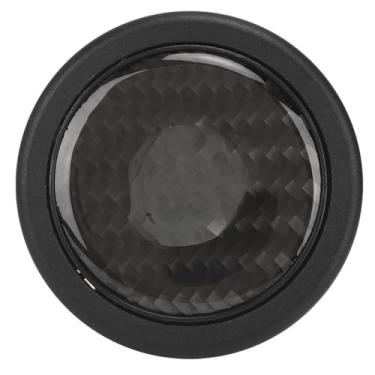 Imagem de Botão de buzina de fibra de carbono para volante de fácil instalação com 6 parafusos, 2 conectores de pá de qualidade de fábrica para peças de modificação de automóveis