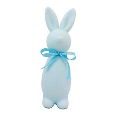 Imagem de oshhni Enfeite de mesa em forma de da Páscoa flocado, presente de Páscoa, enfeite de mesa fofo em espuma para casa, jardim, escritório ou sala de, Azul