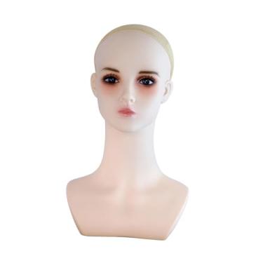 Imagem de Kokiya Cabeça de manequim feminina careca para perucas, multifuncional, profissional para cosmetologia, ideal para exibir perucas e penteados.