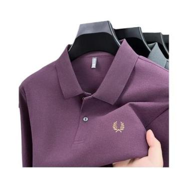 Imagem de Camisa Polo Masculina De Algodão De Alta Qualidade Com Manga Longa Mod