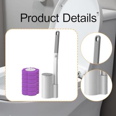 Imagem de Baoblaze Kit de Refis para Escova de Vaso Sanitário, Escova de Limpeza para Vaso Sanitário, Acessórios para Banheiro, Eficiente com Cabo Longo para Casa e, Roxo