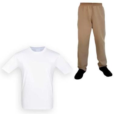 Imagem de Kit Roupa Presídio Cdp Malha Fria Antipilling Calça Cáqui Moletom, G