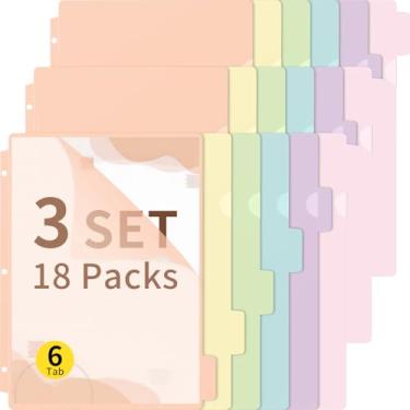 Imagem de Kosiz Pacote com 24 bolsos transparentes para projetos de pasta de documentos, aba cortada em 1/6, mangas de plástico com 3 furos para papel tamanho carta (cor macaron)