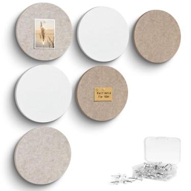 Imagem de Quadro de avisos, quadro de cortiça alternativo de 29 x 29 cm, pacote com 6 quadros de feltro redondos com pinos, quadro de visão de feltro dobrável para escritório, casa, escola