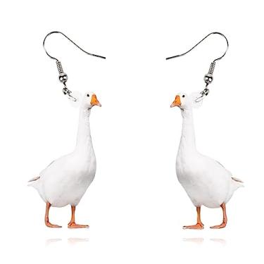 Imagem de XYAYOU Brincos Pendentes Criativos De Acrílico Com Estampa Galinha Grande E Ganso, Personalidade Feminina (Ganso)