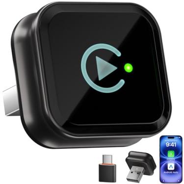 Imagem de BLACKPAI Adaptador CarPlay sem fio para Apple iPhone e Android Auto sem fio, adaptador de mini carro 2 em 1 para converter com fio para sem fio, Plug and Play, rápido e estável, conexão sem latência