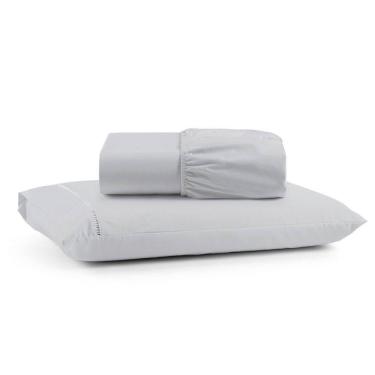 Imagem de Jogo Cama Lençol Bali Solteiro Percal 180 Fios 100% Algodão Ponto Palito 2 Peças - Cinza