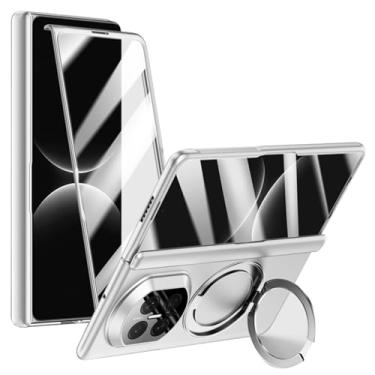 Imagem de LYJSMGZ Capa à prova de choque para Huawei Mate X7, capa de proteção de privacidade integrada com membrana concha com suporte para dobradiça magnética suporta carregamento sem fio, branca, Mate X7