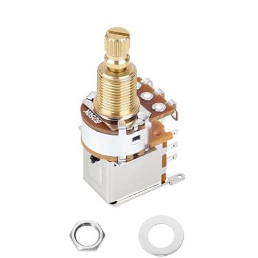 Imagem de Banworks Potenciômetros de pressão para guitarra Full Brass B250K Imperial, 18 estrias, eixo longo dividido (comprimento de 18 mm) Potenciômetros lineares cônicos para Fender Strat/Tele Gibson Les