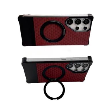 Imagem de Capa para celular Samsung S25 S24Ultra, capa protetora com padrão empilhado de metal com sucção magnética (vermelho, Samsung Galaxy S24 Ultra)