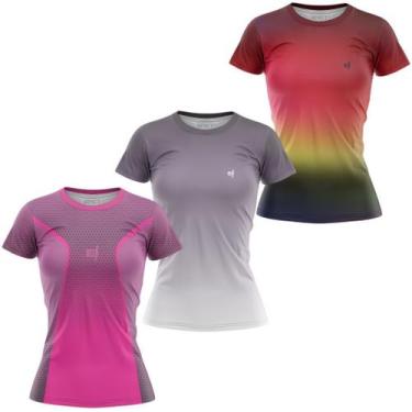 Imagem de Kit 3 Blusa Feminina Academia Fitness Caminhada Treino Beach tennis Mu
