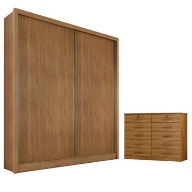 Imagem de Guarda Roupa Solteiro Toledo com Nicho e Gaveteiro Milão com Chave Cum