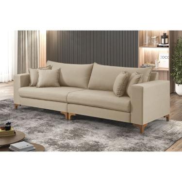 Imagem de Sofa Fixo 3 Lugares M-197 2,40m Molas Bonnel, Almofadas Soltas e Revestimento em Linho - Estofados Martins