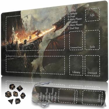 Imagem de Playmat MTG TCG DND with Storage Bag & 7 Dice Premium Edge-Locking Design Play Mat with Zones for Magic Playmat Gaming Mat