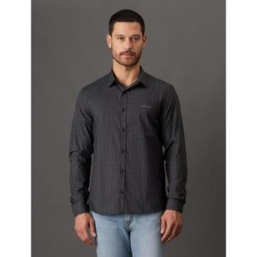Imagem de Camisa Calvin Klein Jeans Slim Masculina Xadrez Preto-Masculino