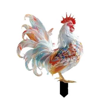 Imagem de Estacas de quintal de galo, estacas decorativas para jardim - Arte de quintal 2D de galo ao ar livre - Decoração multifuncional de quintal, decoração de gramado de Natal para paisagem, parque, pátio