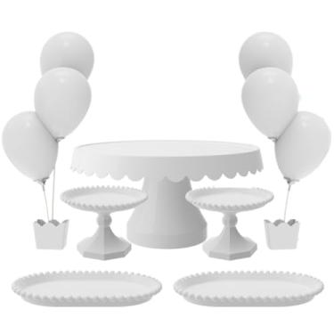 Imagem de Kit com 1 Boleira Plus, 2 Mini Boleira Pérola, 2 Bandeja Pérola e 2 Suporte p/Balões c/ 3 Hastes(BR - BRANCA)