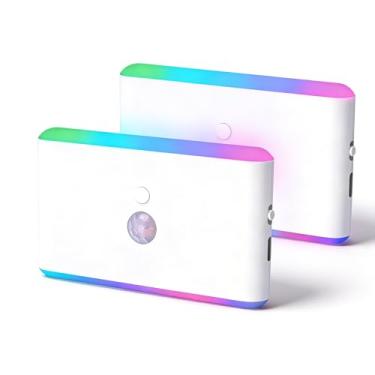 Imagem de Luocute Luz Noturna LED, Luz Noturna Com Sensor de Movimento Magnético Recarregável Com USB Tipo C, Branco Quente Regulável e Modo RGB, para Quarto, Banheiro, Corredor, Armário de