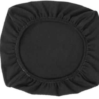 Imagem de Capa para Assento Redonda 60x60cm Elástica Lavável — Protetor de Banqueta Cadeira e Puff Preto (BRANCO)