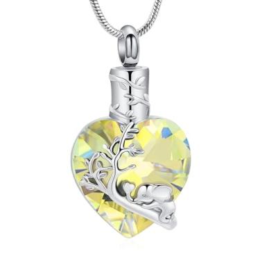 Imagem de mingkejw Colar de urna de coração de elefante para cinzas, joia de cremação para mulheres e homens, colar memorial de aço inoxidável, suporte de cinzas para animais de estimação humanos, joia de