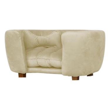 Imagem de Poltrona Cama Pet Estofada Tecido Veludo(Bege)