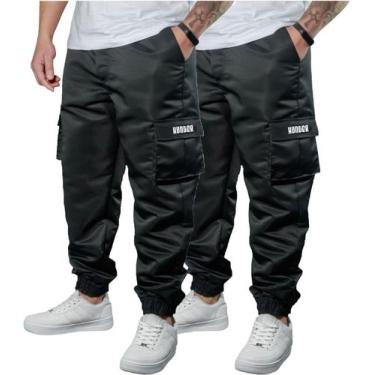 Imagem de Kit 2 Calça Jogger Bolsos Cargo Corta Vento Masculina Skate - Hunter C