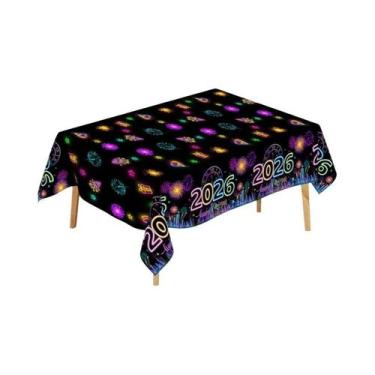 Imagem de Toalha De Mesa Plástica Feliz Ano Novo 2026 Para Decoração De Cozinha 