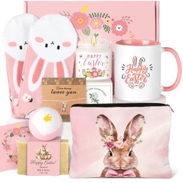 Imagem de Frerdui Presentes De Páscoa Para Adolescentes E Meninas, Mulheres, Cestas Itens Essenciais Adultos, Coelho Com Caneca Café Coelho, Vela Perfumada, Presente Spa Adultos Meninas