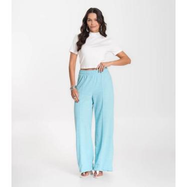 Imagem de Calça Feminina Pantalona Infinita Cor Azul, P, Azul