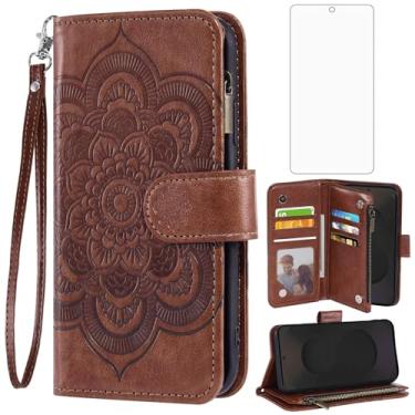 Imagem de Asuwish Capa de telefone para Samsung Galaxy S25 FE 5G capa carteira com protetor de tela de vidro temperado e flor couro PU flip porta-cartão de crédito acessórios celulares S 25 EF S25FE 25S 25FE