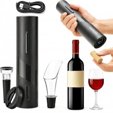 Imagem de Kit Abridor de Vinho Elétrico Recarregável com Acessórios Charme ao Abrir Seu Vinho Ideal Para Saca Rolhas Elétrico Premium