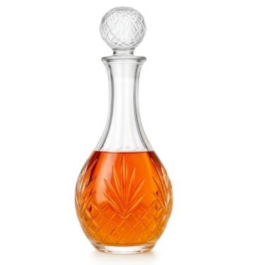 Imagem de Garrafa Whisky Licor Vidro Transparente Cristal Licoreira Bebida Suco Vinho Decanter Bar(Redonda 960ml)