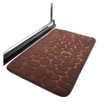 Imagem de Tapetes de paralelepípedos em relevo para casa de banho na bacia de lavatório, tapete lateral para casa de banho, duche, capacho viscoelástico (marrom)