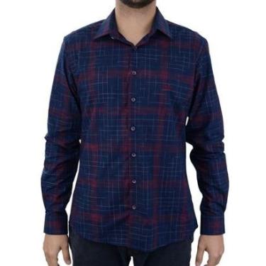 Imagem de Camisa Masculina Dudalina ML Slim Space Dyed Azul Marinho - 530427-Masculino
