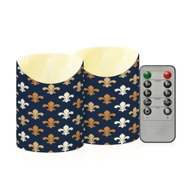 Imagem de Wassud Pacote com 2 velas marrons sem chama de carnaval com controle remoto, velas realistas cintilantes com temporizador, velas decorativas para Natal, casamento, festa, decoração de casa pequena