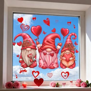 Imagem de Adesivos fofos de janela de dia dos namorados com design de coração diferente adesivos de janela dupla face reutilizável decalque de janela estática para decoração de exibição de porta de vidro de