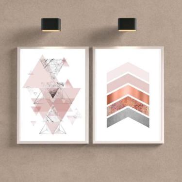 Imagem de Kit Quadro Decorativo Geométricos Rosê 45x34cm 2 Peças