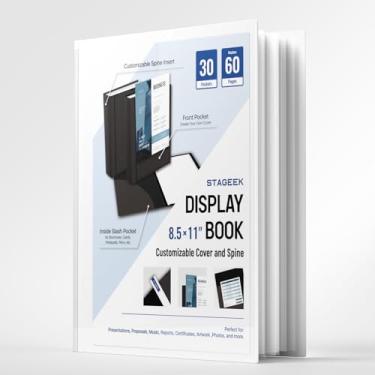 Imagem de STAGEEK Fichário de portfólio com 30 bolsos, 60 páginas, fichário de 21 x 28 cm com mangas de plástico, pasta de portfólio de arte com protetores de folhas transparentes, livro de apresentação para