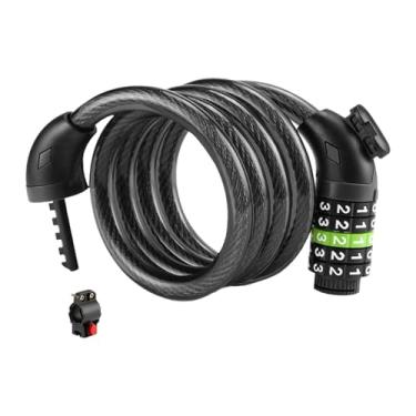 Imagem de UGPLM Cadeado de cabo com senha de 5 dígitos para scooters, Preto