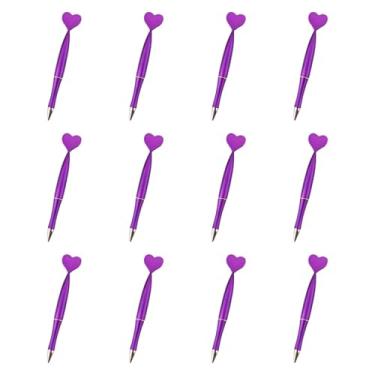 Imagem de MERIGLARE Conjunto de 12 Canetas em Formato de Coração para o Dia dos Namorados, com Tinta Preta, Ideais para Lembrancinhas de Festa, Roxo