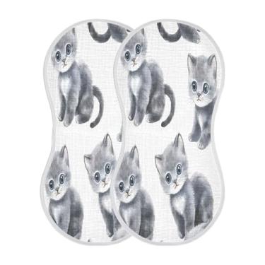 Imagem de STAYTOP 2 peças de panos fofos para arrotos de gato de desenho animado - panos para arrotar para bebês meninos meninas e toalha de recém-nascido, panos grandes absorventes para arrotar