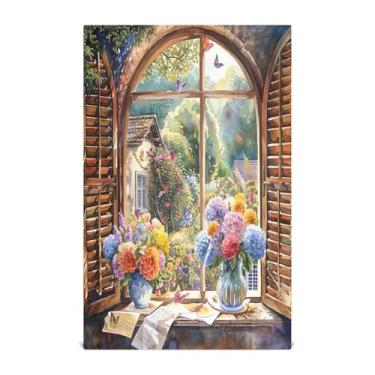 Imagem de xigua Conjunto de 1 panos de prato de cozinha de flores vintage, toalhas de cozinha macias altamente absorventes de secagem rápida para limpeza de pratos e limpeza manual, 71 x 45 cm