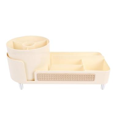 Imagem de Diydeg Organizador de Maquiagem Giratório, Suporte de Batom para Perfume 2 Em 1 para Cuidados Com a Pele Organizador de Perfume Giratório de 360 ​​graus para Penteadeira de Quarto, Mesa (creme branco)