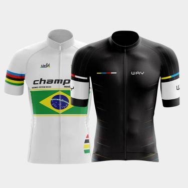 Imagem de Combo 2 Camisas Premium de Ciclismo Masculinas Manga Curta Respirável Proteção Uv-Masculino