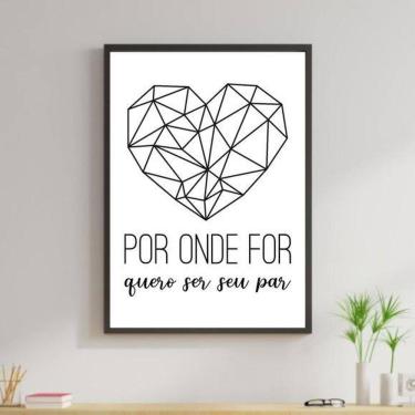 Imagem de Quadro Coração Quero Ser Seu Par 33X24Cm - Com Vidro