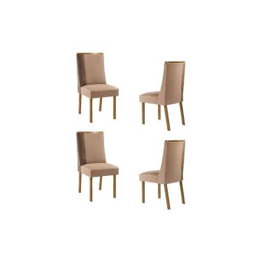 Imagem de Cadeira de Cozinha Tilia Kit 4 Un Naturalle/Linho Capuccino/Corano Capuccino - Rufato