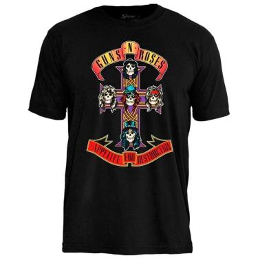 Imagem de Camiseta de Banda Guns N Roses em Algodão Oficial-Unissex