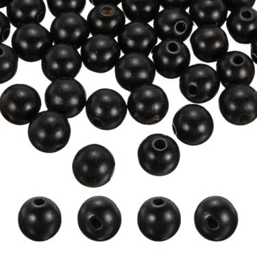 Imagem de PATIKIL 100 peças de contas pretas de madeira natural de 20 mm com furo de 5 mm, bolas espaçadoras soltas de madeira redondas inacabadas a granel para artesanato faça você mesmo, guirlanda, macramê