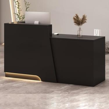 Imagem de Mesa de recepção, balcão de recepção, mesa de recepção de salão, mesa de recepção em pé, recepção pequena, balcão de loja, mesa de recepção em forma de L, caixa e balcão de recepção com balcão